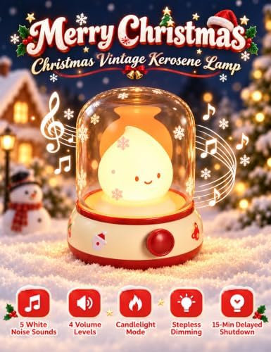 WANDIEA Rechargeable Night Light for Kids, Christmas Decor & Bedroom Lamp