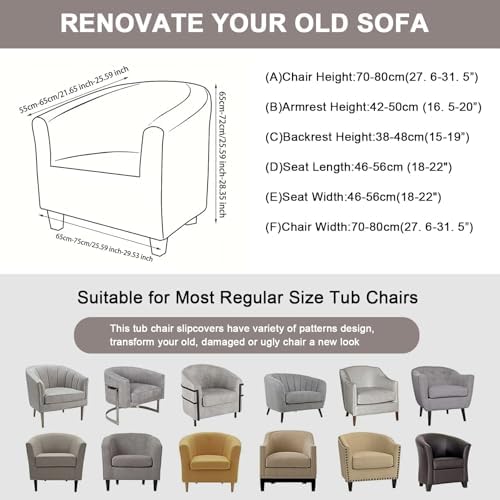 Eco-Ancheng Club Chair Slipcover Tub Chair Cover Stretch Armchair Covers