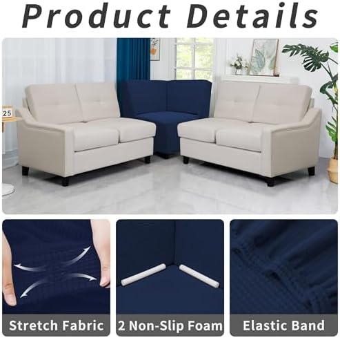 Easy-Going Stretch Soft Sectional Corner Sofa Couch Slipcover Navy