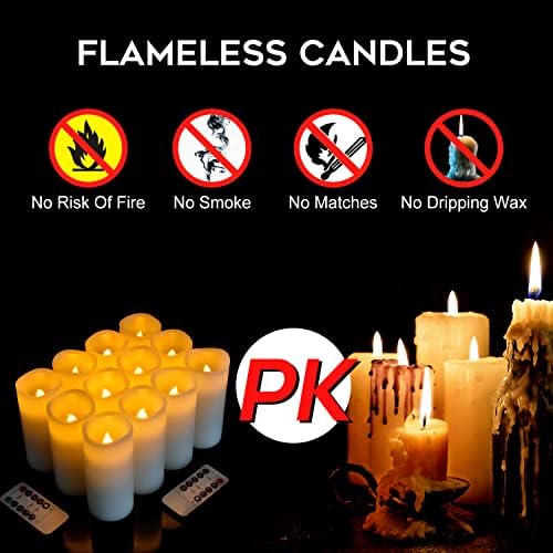 Vinkor Flameless Candles Battery Operated Candles Real Wax Pillar LED Candles with 10-Key Remote and Cycling 24 Hours Timer (Ivory Set of 12 （D2.2 X H 5"）)