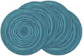SHACOS 15 inch Round Placemats Set of 4 Variegated Multicolor Place Mats Cotton Polyester Braided Non Slip Washable Heat Resistant Table Mats for Home Wedding Dinner Party Table Decor, Rainbow Teal