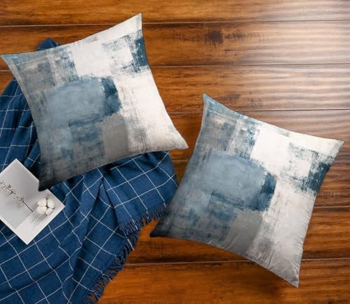 Throw Pillow Covers for Couch, 20x20 Inch, Set of 2, Grey Blue