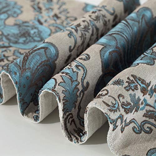 Embroidery Luxury Table Runner Jacquard Fabric Table Runner with Multi-Tassels for Dining Room Dresser Wedding Party Decorations, 13" x 82", Blue
