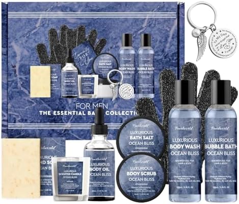Birthday Gifts Baskets for Men Bath Spa Set, Ocean-Scented, 12Pcs
