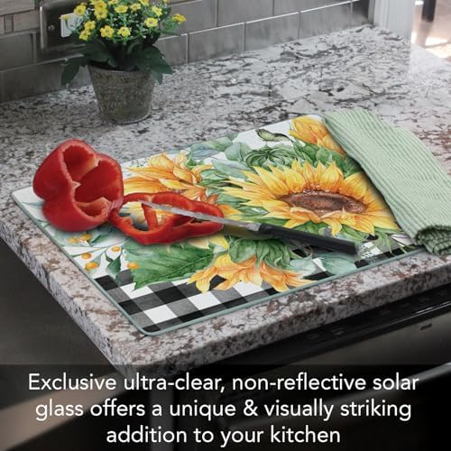 CounterArt Sunflower Fields 3mm Tempered Glass Cutting Board 12" x 15"