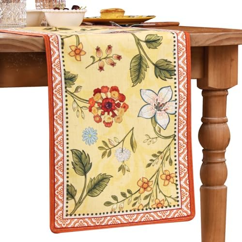 bilin gaier Designer French Vintage Extra Long Table Runner,118"x12"