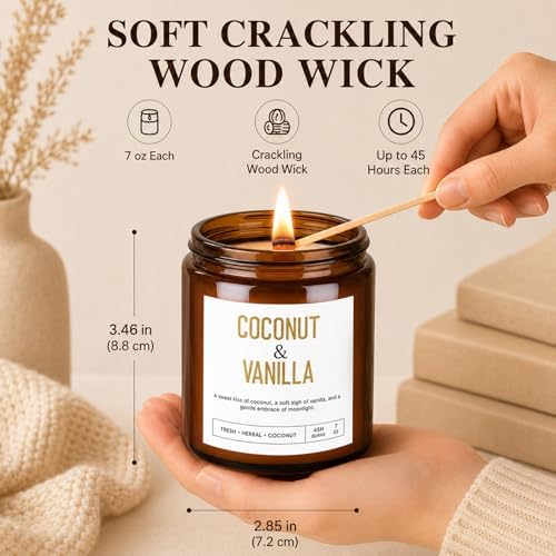 Yinuo Candle Scented Candles Gift Set, 4 Pack 28 oz Wooden Wick Soy Candles