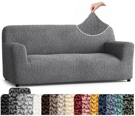 PAULATO Premium Stretch Couch Covers for Sofa - Sofa Chair Cover Washable, Dogs & Pets Friendly - Elastic Polyester Loveseat Slipcovers - Non-Slip Love Seat Couch Covers - Dark Grey (64"-85" Wide)