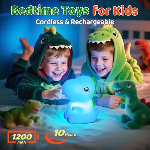 Dinosaur Toys for Kids 3-5, Remote 16 Colors Silicone Night Light for Kids