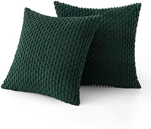 MIULEE Christmas Decorative Throw Pillow Covers 18x18 Dark Green Textured