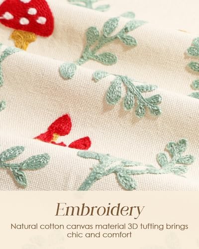 Miss Adola Embroidered Canvas Table Runner 13"x72", Cute Mushroom