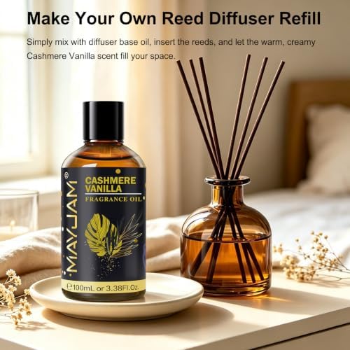 MAYJAM Cashmere Vanilla Fragrance Oil for Diffusers for Home, 3.38FL.OZ
