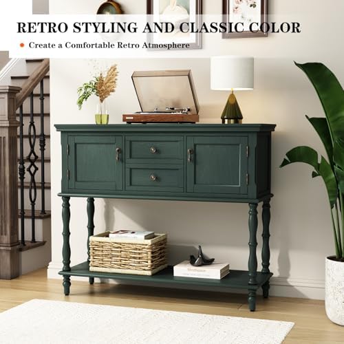 ARTPOWER Console Table with 2 Drawers, Retro Entryway Table with 2 Door
