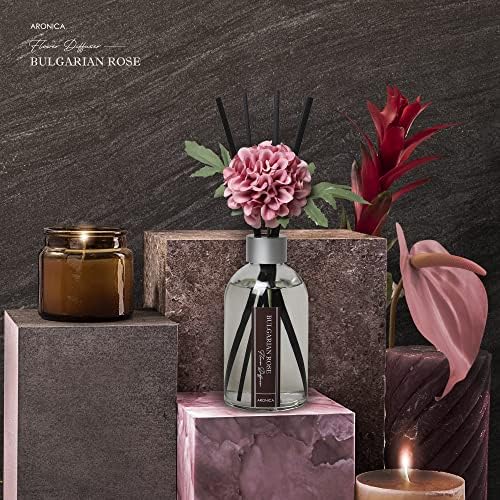 Aronica Flower Air Fresheners For Home, Sweet Rose Scent Room Non Plug In, Desk Reed Diffuser, Pink Air Freshener For Bathroom
