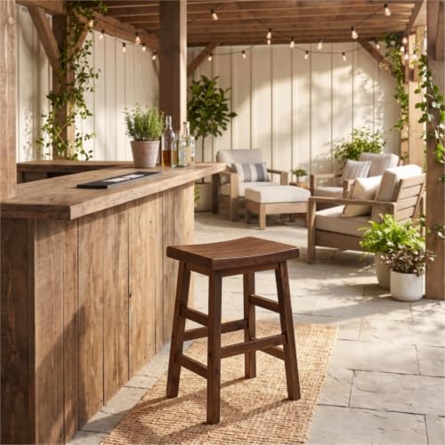 Alaterre Furniture Durango Solid Wood Rustic Single Bar Stool, Natural, 26”