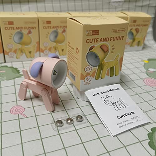 Cute Night Light for Kids, Adorable Mini Led Table Desk Lamp, Decorative Lamp Nightstand, Animal Pet Nightlights, Christmas Decorate Birthday Gifts for Children, Students (1 x Pink Dog)