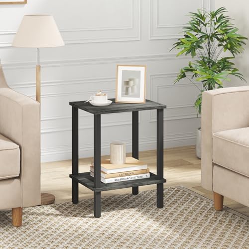 TUTOTAK End Table, Side Table, Nightstand, 2-Tier Storage Shelf