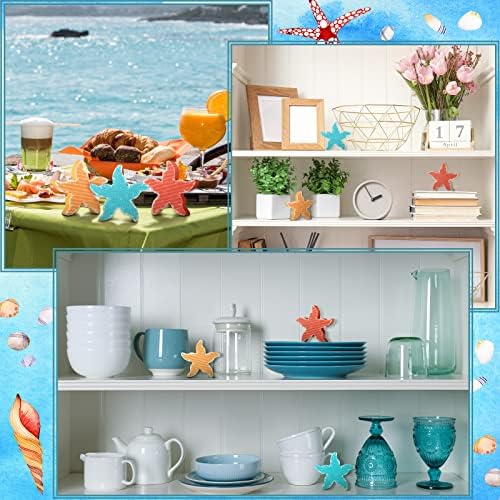 3 Pcs Beach Tiered Tray Decor, Starfish Wood Signs, Summer Decorations