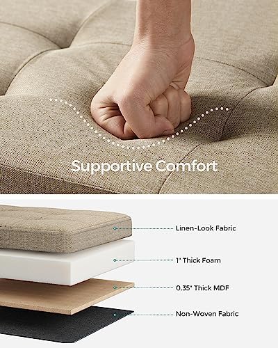 SONGMICS 43.3 Inches Folding Storage Ottoman Bench, Load 660 lb