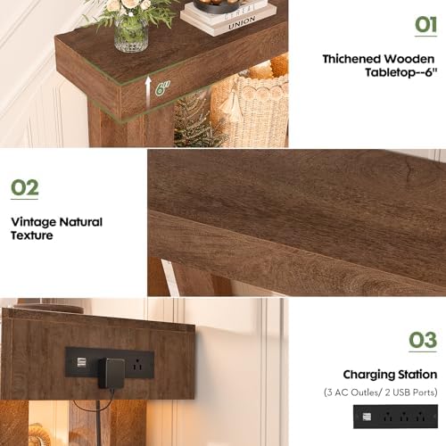 Unikito 39" Entry Table with Sensor Light & AC Outlets with USB-C Ports