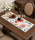 Canvas Embroidered Narrow 13"x 48" Table Runner, Colorful Flower