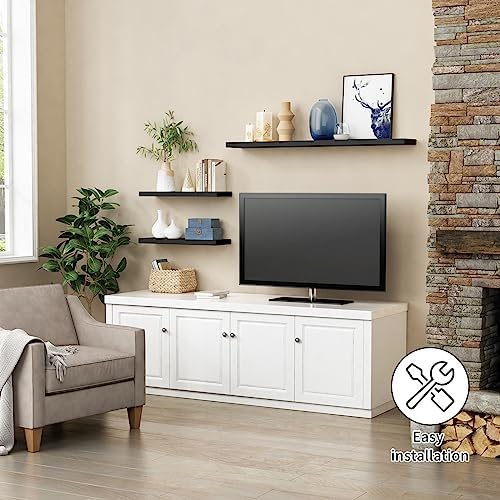 24 Inch Floating Shelves for Wall, Black Wall Shelf for Bedroom Set of 3