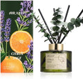 Airkeep Reed Diffuser Set with 6.76 fl oz Citrus&Sage Scent Essential Oils and 3 Leaves & 8 Diffuser Sticks,Bathroom Shelf Decor & Air Freshener, House Bedroom Office Decor & Gifts