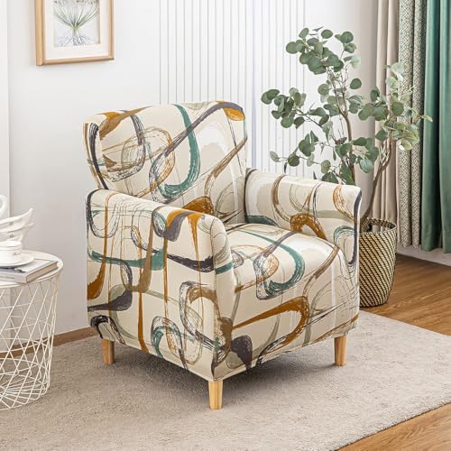 Accent Chair Covers with Arms Stretch Mid Century Modern Accent Chair Slipcovers 1-Piece Printed Banquet Arm Chair Cover Couch Sofa Covers Protector for Living Room Office Hotel #9