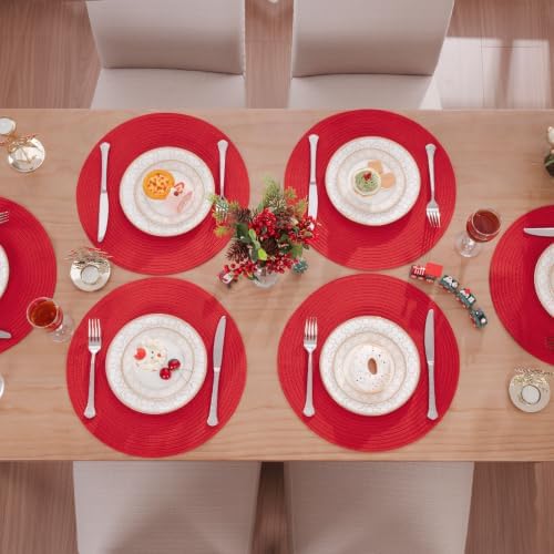 SHACOS Round Braided Placemats Set of 12 Non Slip Washable Place Mats