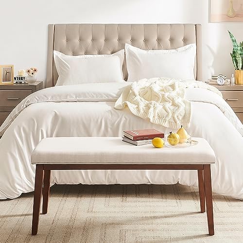 kinmars Entryway Bench for Bedroom End of Bed, 42.5", Beige