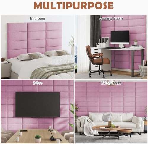 IFNOW Wall Mounted Headboard, Peel and Stick Panels, Light Pink, Queen