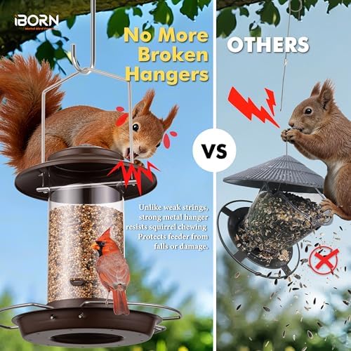 iBorn Hanging Bird Feeder Metal Chew Resistant, Bronze,1.32 LB