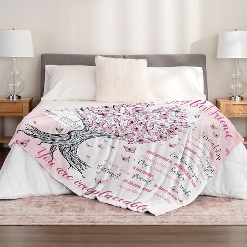Newsely Pink Butterfly Tree Throw Blanket,50x60 Inch Reversible, Inspiritional Quotes Fashion Bible Verse Unique Girl Flannel Blanket Home Decor Super Soft Warm Cozy for Bed Couch Sofa Couch
