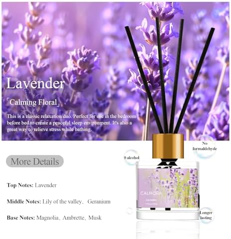 CALMORA Reed Diffuser Gift Set of 3, 50ml Home Fragrance Diffuser with 15 Reeds Sticks | Flameless Lily & Jasmine/Lavender/Fresh Linen Scented Oil for Women, Mom, Housewarming