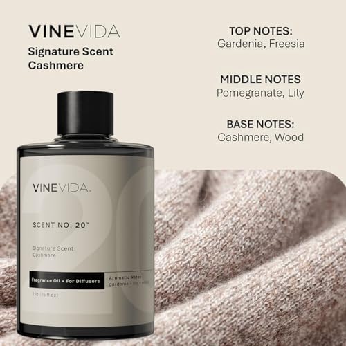 VINEVIDA [16 Fl Oz] Cashmere Fragrance Oil for Cold Air Diffusers, Essential Oils for Diffuser Oil Refill & Air Freshener Room Spray