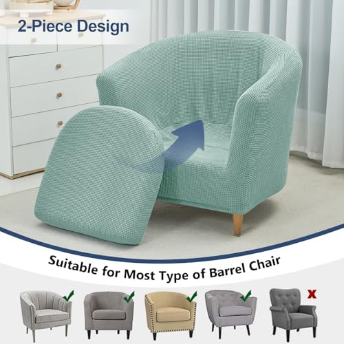 NILUOH Club Chair Slipcover 2-Piece Stretch Barrel Chair Covers Jacquard Tub Chair Slipcovers Soft Armchair Sofa Covers for Living Room
