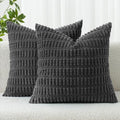 MIULEE Corduroy Decorative Throw Pillow Covers 16x16 Dark Grey Pack of 2