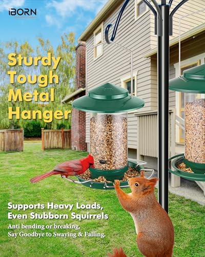 iBorn Hanging Bird Feeder Metal Chew Resistant, Green,1.32 LB