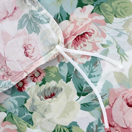 FADFAY Duvet Cover Set Queen Pink Rose Floral Bedding French Country Peony Flower Quilt Cover Set Vintage Farmhouse Bedding 100% Cotton Comforter Cover with Hidden Zipper Closure 3Pcs, Queen Size