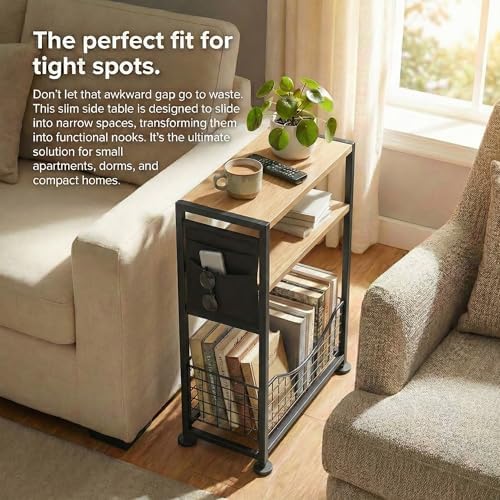 Skinny Side Table with Storage