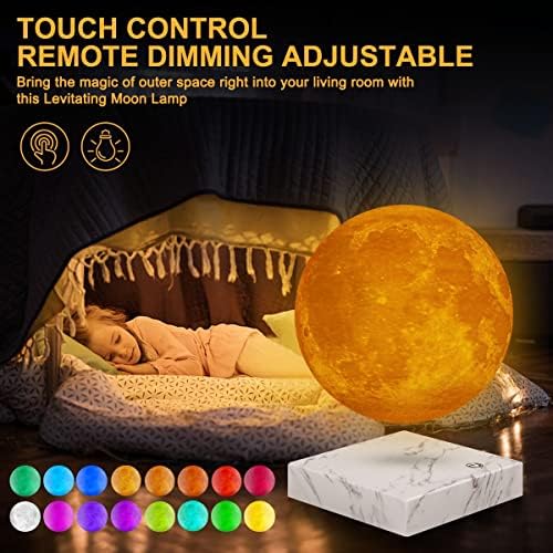 UVEHAS Magnetic Levitating Moon Lamp - 16 Colors LED Floating and Spinning 3D Moon Night Lights with Remote Levitation Rotating Globe Lunar Desk Lamp for Bedroom Office Decoration Unique Gifts