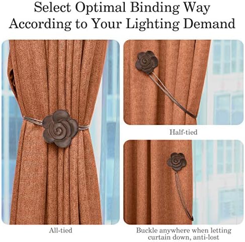 Lewondr Magnetic Curtain Tiebacks, Vintage Curtain Holdbacks, Light Coffee