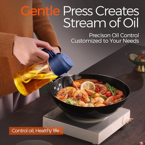 YARRAMATE 16 oz 2-in-1 Glass Olive Oil Sprayer for Cooking, Black&Navy