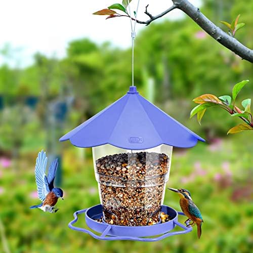 Hanizi Wild Bird Feeders for Outside, Hanging Bird Feeder Squirrel Proof, Outdoor Birds Feeders Wild Bird Seed, Garden Yard Decoration (Purple)