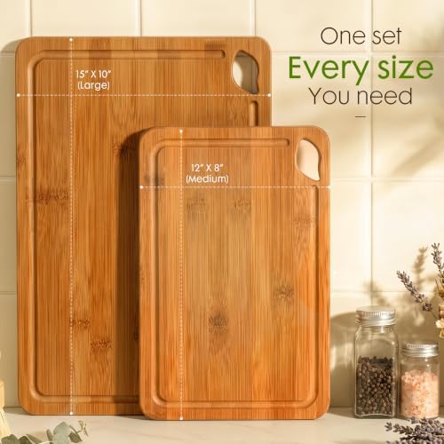 Astercook Deep-Carbonized Bamboo Cutting Boards for Kitchen