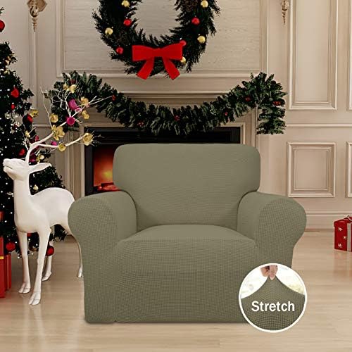 Easy-Going Stretch Chair Slipcover with Arm Washable Khaki