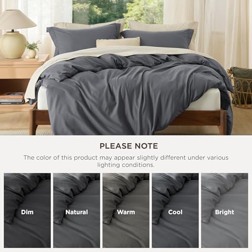 Bedsure Duvet Cover Queen Size, 3Pcs Double Brushed Bedding Set, Dark Grey