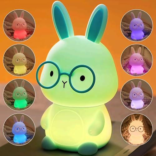 FAMIDUO Bunny Night Light, Squishy Silicone Touch Rabbit Lamp for Kids Baby