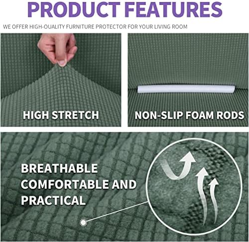 ZNSAYOTX Super Stretch Chair Slipcover Universal Sofa Chair Covers for Living Room Dogs Pet Furniture Protector Spandex Armchair Slipcovers with Anti Slip Foam Sticks (Pea Green, Chair)