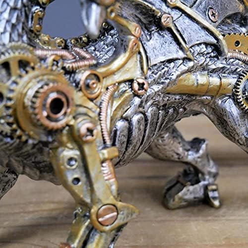 Dragon Statue and Carved Sculpture Mechanical Punk Style Dragon Statue Animal Statue Steampunk Modern Home Decor Resin Statue for Coffee Table, Living Room, Entrance, Shelf Decor